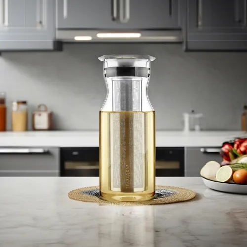 Vista 5 de Teabloom Jarra multibebida (40 onzas/1.2 L/4-5 tazas) – Prepara y sirve té helado, té frío y agua con infusión de frutas – Jarra de ciprés