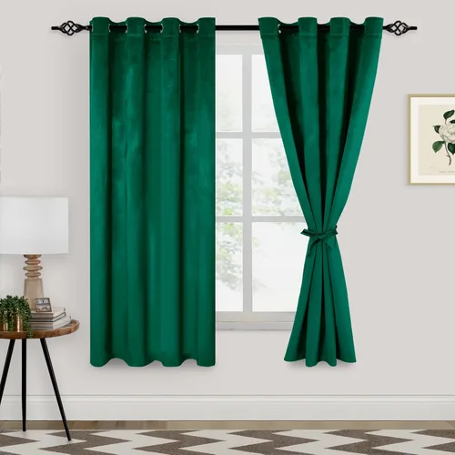 Vista 36 de XWZO Cortinas de terciopelo azul de 63 pulgadas de largo, elegantes cortinas de lujo suaves para sala de estar, aislamiento térmico, oscurecimiento
