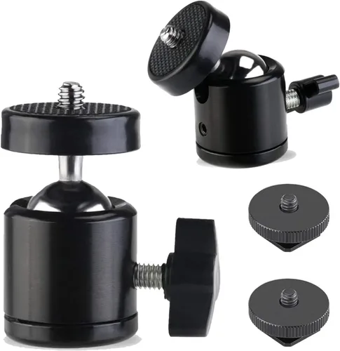 Vista 8 de EszkozTA360 - Soporte de trípode con cabeza de bola giratoria universal de 1/4 pulgadas (paquete de 2), adaptador de base de montaje giratorio