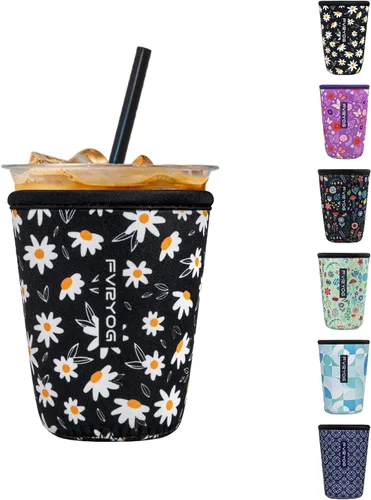Vista 85 de Fundas de neopreno reutilizables aisladas para café helado, fundas para tazas de café helado, fundas para bebidas heladas y calientes