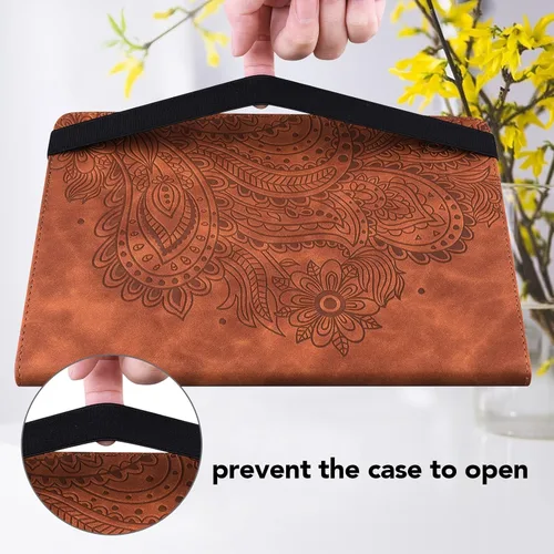 Vista 6 de Funda para Xiaomi Redmi Pad 10.61 Pulgadas 2022, Diseño En Relieve Pavo Real Floral PU Funda De Cuero Flip Stand Con Soporte De Bolígrafo Banda