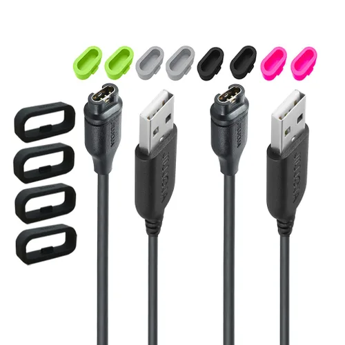 Vista 8 de Paquete de 2 cargadores para Garmin vivoactive 4S/Rey/Captain Marvel/Appraoch X10, cable de sincronización de datos con clip de carga, añade 4