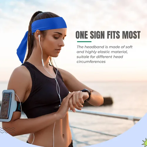 Vista 3 de Hiboom Paquete de 18 diademas deportivas para hombres y mujeres, diademas de karate ninja, bandas elásticas para el cabello para jugar tenis