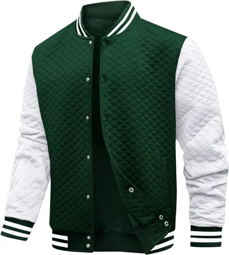Vista 11 de Wizoat Chaqueta universitaria para hombre, chaqueta ligera casual con diseño de gofre, chaquetas bomber