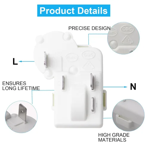 Vista 3 de Jingzan Paquete de 2 compresores de refrigerador de 2 pines, relé de arranque PTC, protector de carga para Danby Haier Midea Mini refrigerador
