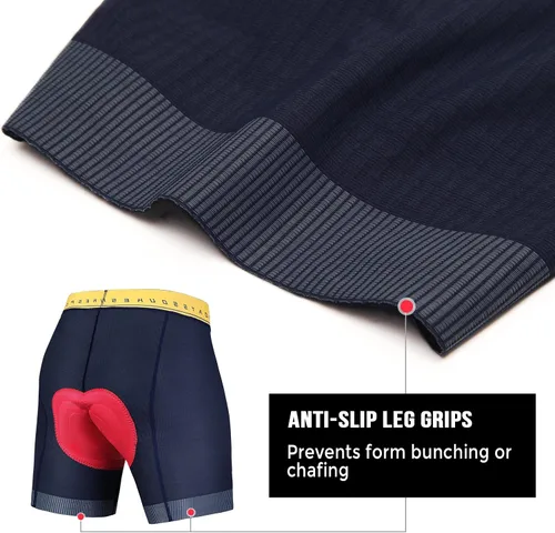 Vista 5 de Souke Sports Ropa interior de ciclismo para hombre, pantalones cortos acolchados 4D para ciclismo, MTB Liner Undershorts con agarre antideslizante