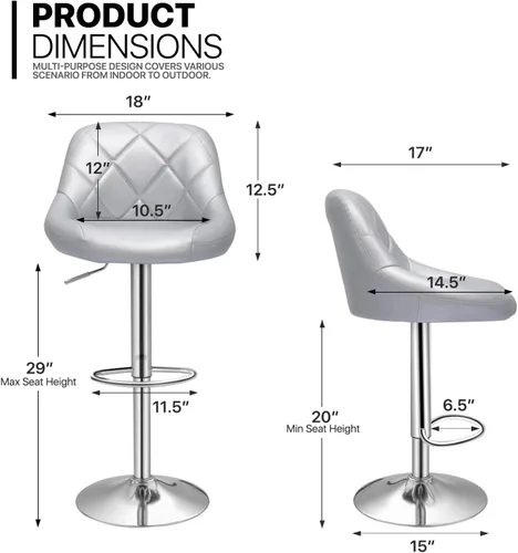 Vista 3 de MoNiBloom Taburete para encimera de cocina, Taburetes de bar giratorios ajustables en altura, Taburetes de barra de mostrador de cocina de cuero PU