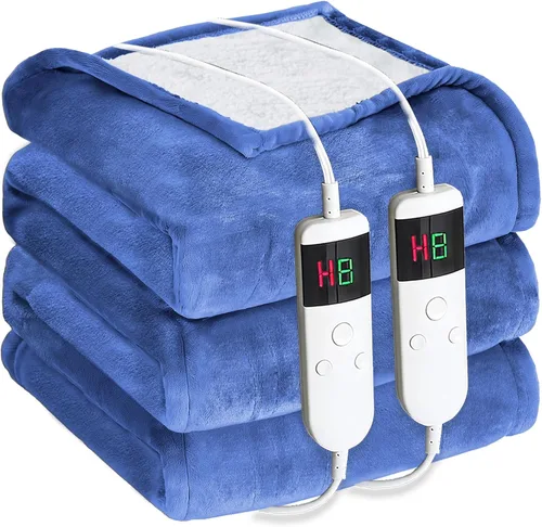 Vista 34 de Manta térmica eléctrica de 50 x 60 pulgadas, manta eléctrica de franela suave y sherpa con 10 niveles de calefacción, se apaga automáticamente