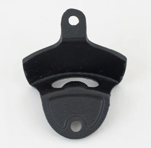 Vista 4 de Color Negro Conjunto de 6 " Open aquí "hierro fundido Soporte de pared Abridor de botellas, diseño clásico de réplica