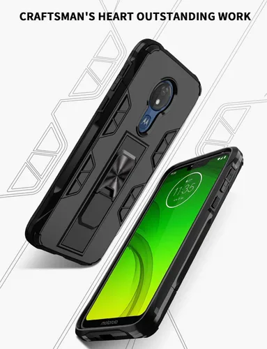 Vista 9 de Funda para Moto G7 Power de grado militar, funda con soporte para funda de soporte, funda resistente a prueba de golpes, funda protectora