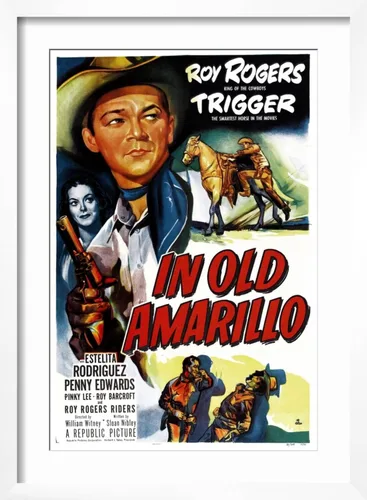 Vista 2 de ART Wall Art Print IN OLD AMARILLO, US poster, from left: Estelita Rodriguez, Roy Rogers, 1951 on White Frame, 16" x 22
