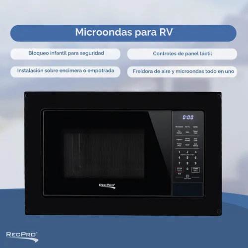 Vista 4 de RecPro RV Air Fry - Microondas de 1.0 pies cúbicos, 900 W, color negro