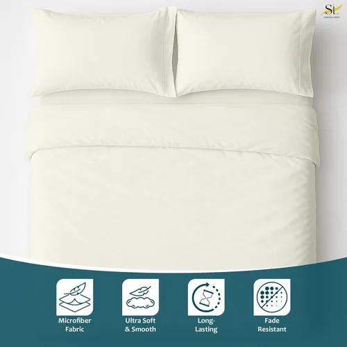 Vista 3 de Shreem Linen Juego de sábanas de microfibra de lujo de 4 piezas, bolsillo profundo para hasta 10 pulgadas, suave, resistente a las arrugas