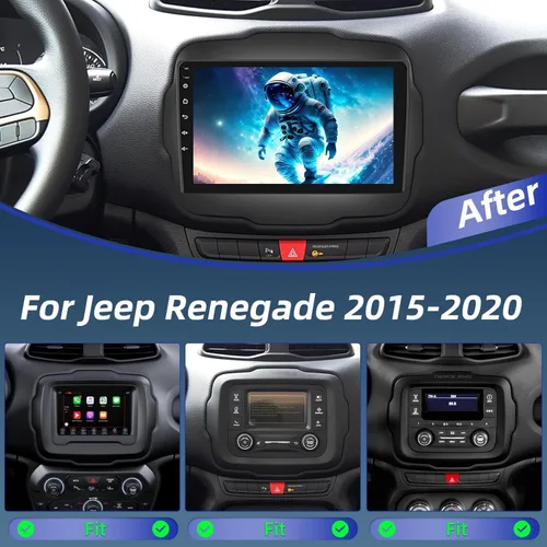 Vista 2 de Radio de coche Android para Jeep Renegade 2015-2020 con DSP, Apple Carplay inalámbrico y Android Auto de 9 pulgadas, pantalla táctil, estéreo
