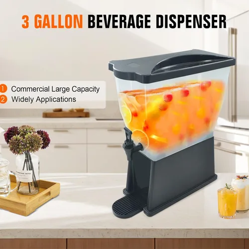 Vista 2 de Hakka - Dispensador de bebidas de 3 galones, dispensador de agua de bebidas de jugo comercial para fiestas, tanque de 11 litros con espita