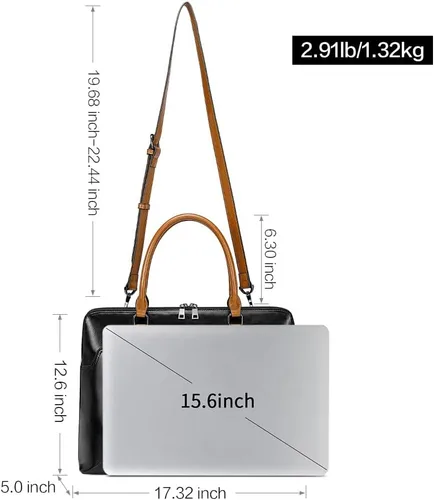 Vista 3 de CLUCI Maletín de cuero para mujer 15.6 pulgadas portátil de negocios vintage delgado bolso de hombro de las señoras