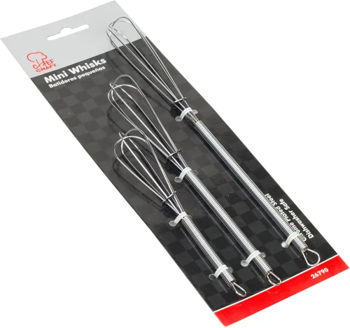 Vista 2 de Chef Craft Mini batidor clásico resistente, juego de 3 piezas de 5.5, 7 y 9 pulgadas, cromado