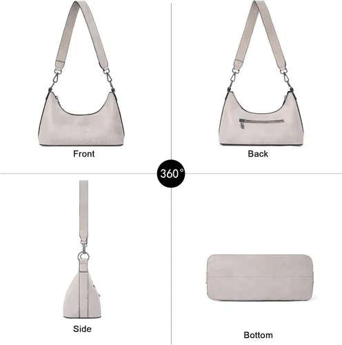 Vista 7 de Caitina Bolso bandolera para mujer, bolsos pequeños de piel vegana, con 3 correas ajustables