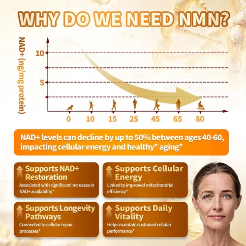 Vista 5 de Suplemento liposomal NMN 15 en 1, 2000 mg por porción*, suministro para 120 días, 99% puro, alternativa NAD+ NMNH con mononucleótido