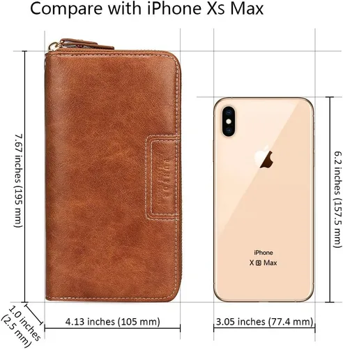 Vista 6 de FT FUNTOR Cartera de pulsera para mujer, cartera de piel sintética vegana con cremallera alrededor del teléfono, tarjetero organizador