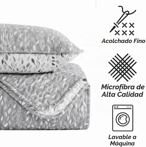 Vista 4 de Juego de funda para sofá cama de tamaño individual, 6 piezas, fundas a 1 - Hojas Botánicas Gris