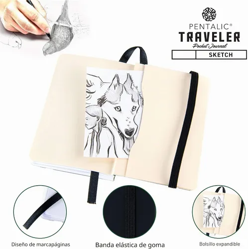 Vista 4 de Cuaderno de bocetos Travelers Dot Grid Pentalic Art, libre de ácidos