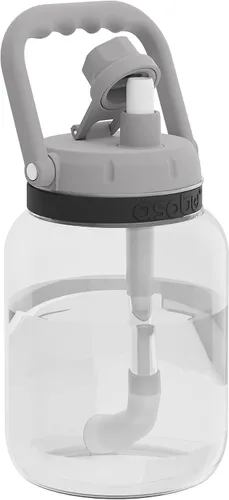 Vista 9 de Asobu Mini jarra de acero inoxidable de doble pared aislada al vacío de 33 onzas con asa de mano completa fácil de transportar y popote desplegable