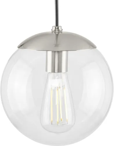 Vista 14 de Progress Lighting Atwell Collection - Lámpara colgante colgante moderna con forma de globo de cristal transparente de bronce cepillado