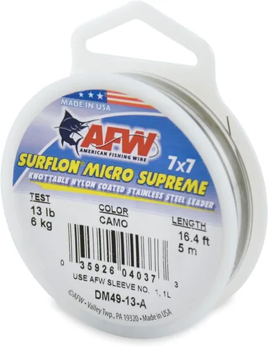 Vista 14 de American Fishing Wire Surflon Micro Supreme Nylon recubierto 7x7 de acero inoxidable, líder en alambres anudables para pesca en agua salada, pesca