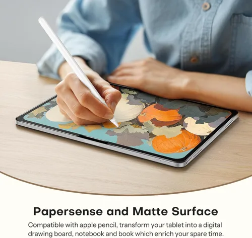 Vista 7 de OMOTON PAPERSENSE - Protector de pantalla mate para iPad Mini 7th A17 Pro/6th (2024/2021, 8.3 pulgadas), vidrio templado mate con bandeja