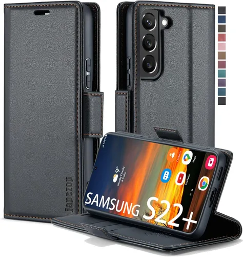 Vista 21 de Funda tipo cartera para Samsung Galaxy S22 5G con bloqueo RFID, color negro