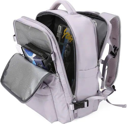 Vista 52 de WONHOX - Mochila grande, aprobada para vuelo, unisex, para viajes, trabajo, negocios o laptop, a1-Negro, Medium