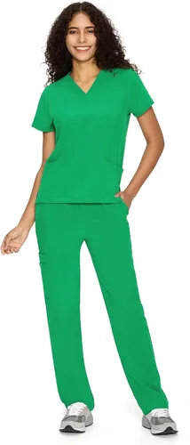 Vista 25 de COZYFIT Scrubs for Women Set - V-Neck & Straight Leg Pants with 9 Pockets Negro