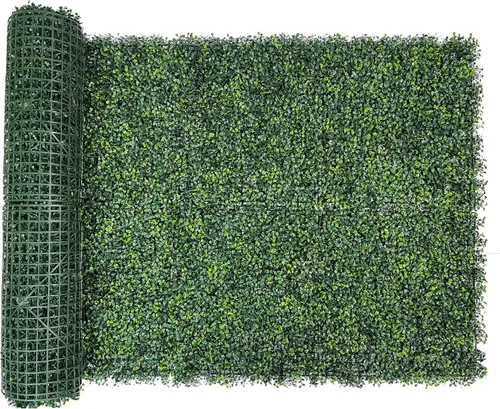 Vista 10 de Bybeton Paneles de pared de césped artificial, 10 x 10 pulgadas (12 unidades), paneles de boj anti rayos UV, telón de fondo de pared verde
