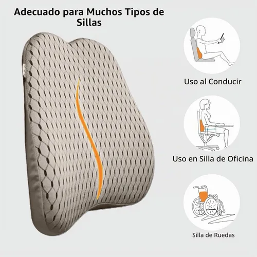 Vista 5 de Cojín de apoyo lumbar de espuma viscoelástica para automóvil - Cojín de respaldo de espuma viscoelástica - Usado para asientos de automóvil, sillas