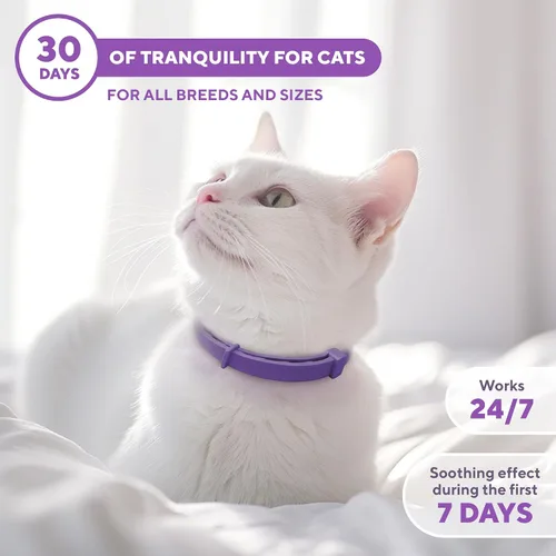 Vista 6 de Collar calmante para gatos y productos antiansiedad para mascotas, collares de feromonas calmantes felinas y alivio del estrés para gatos, ayuda