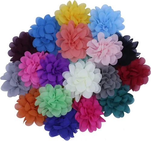 Vista 58 de YYCRAFT Paquete de 30 diademas de flores de gasa de 2 pulgadas, color rosa bebé