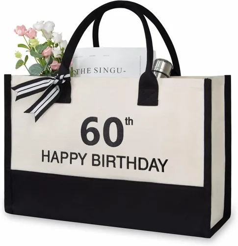 Vista 113 de TOPDesign Personalized Initial Canvas Beach Bag, Monogrammed Gift Tote Bag for Women