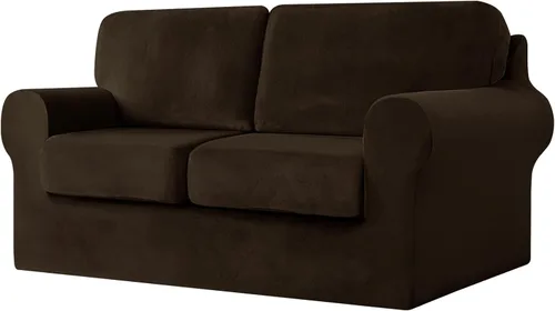 Vista 10 de UNBBRRL Fundas de sofá de 3 piezas para sofá, funda de terciopelo elástico para sillón con 1 funda de cojín de asiento y 1 funda de respaldo