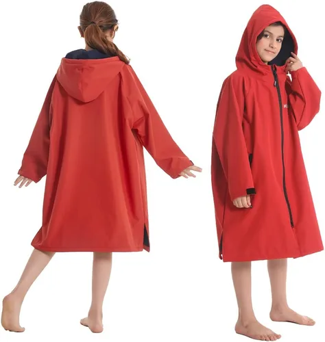Vista 4 de Hiturbo Parka de natación impermeable para niños abrigo de natación resistente al viento, forro polar fino, chaqueta de nadador de gran