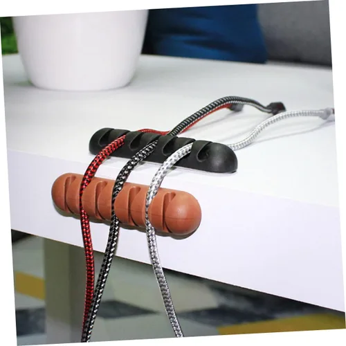 Vista 6 de Organizador de cables de gestión de cables, soporte de cable flexible negro para almacenar ordenadamente cables de carga, cables USB y accesorios