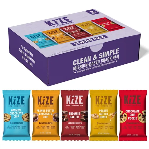 Vista 24 de KiZE Energy Bars - Barras energéticas de reemplazo de comidas con alto contenido de proteínas, a base de mantequilla de almendras, sin gluten, sin