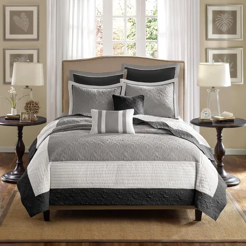 Vista 11 de Madison Park Attingham - Juego de edredón reversible, colcha transpirable para todas las estaciones, capas de ropa de cama ligeras y acogedoras