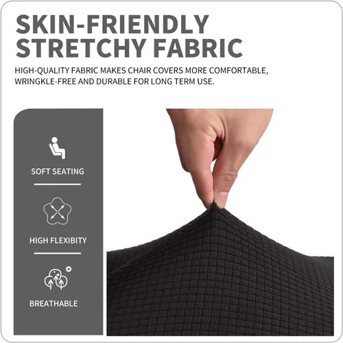 Vista 6 de Deisy Dee Fundas Elásticas XL/Extragrandes de Spandex Suave Extra Grande para Sillas de Comedor de Cocina, Protectores de Sillas Desmontables y Negro