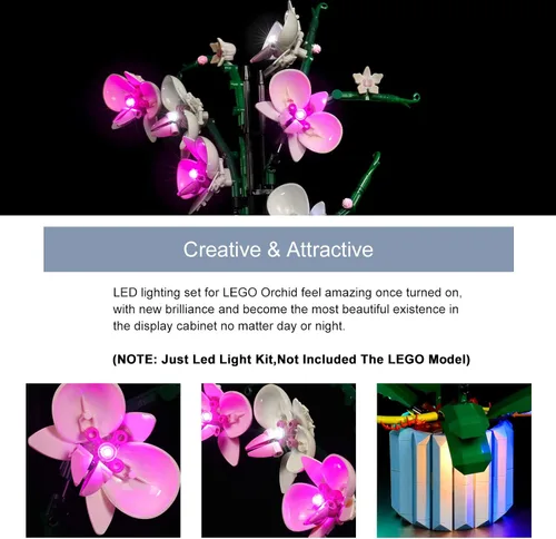 Vista 3 de BrickBling Solo Luz, Compatible con Lego 10311 Orquídea, Kit de Iluminación LED Compatible con Orquídea 10311 (Solo Luces, No Viene con Modelo)