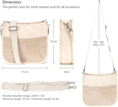 Vista 3 de Jackie&Jill Bolsos cruzados para mujer, bolsos de hombro de corcho mediano y cuero vegano, bolsos de hombro casuales con múltiples bolsillos
