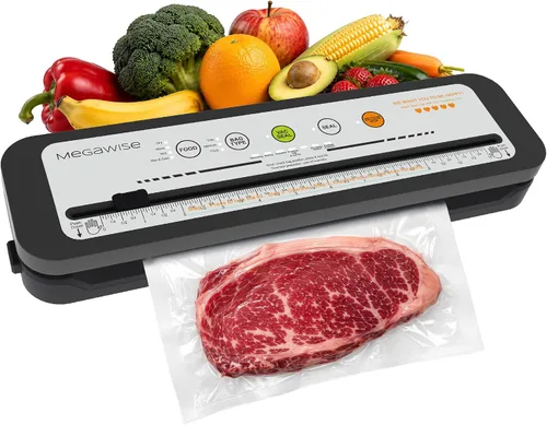 Vista 7 de MegaWise Máquina selladora al vacío de alimentos – Succión de alta potencia de 80 kPa, operación de un solo toque, cortador integrado – Funciona