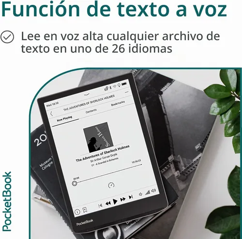 Vista 4 de PocketBook InkPad 4 Lector de audio y libros electrónicos amigable con los ojos Pantalla grande de tinta electrónica de 7.8 pulgadas
