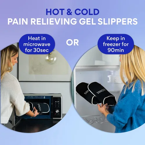 Vista 7 de LEONNS Zapatillas con Compresas de Gel Hielo - Proporciona terapia fría y caliente para el dolor de pies, alivio del dolor por neuropatía