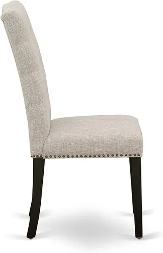 Vista 8 de East West Furniture HBEL3-ABK-35 - Juego de mesa y sillas de cocina de 3 piezas que contiene una mesa de comedor redonda con pedestal y 2 sillas